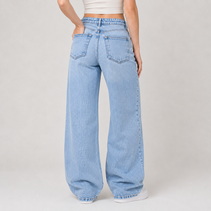 Light Wash Baggy Wide Leg Jeans