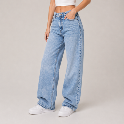 Light Wash Baggy Wide Leg Jeans