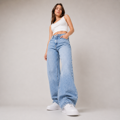 Light Wash Baggy Wide Leg Jeans