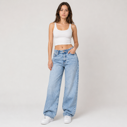 Light Wash Baggy Wide Leg Jeans