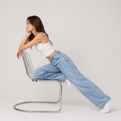 Light Wash Baggy Wide Leg Jeans