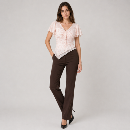 Ruched V-Neck Blouse