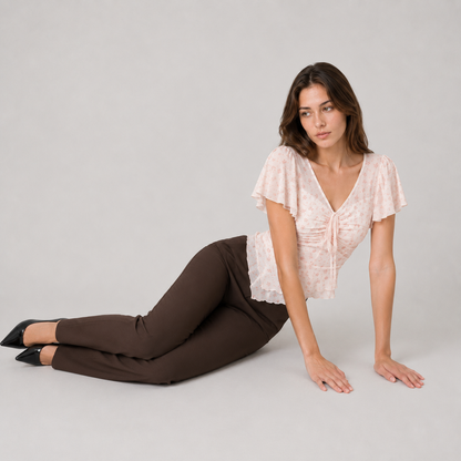Ruched V-Neck Blouse