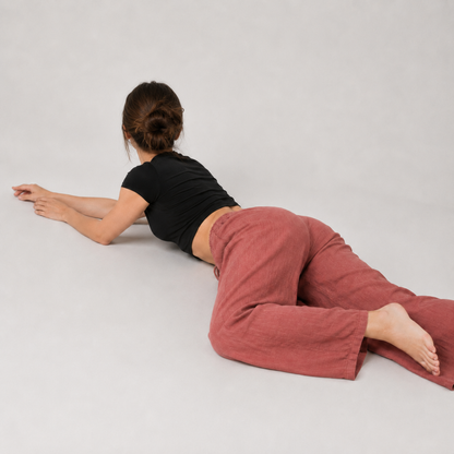Cotton Linen Drawstring Wide Leg Pants