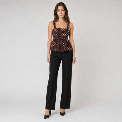 Polka Dot Ruffled Strap Camisole
