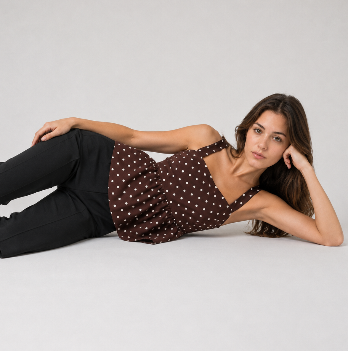Polka Dot Ruffled Strap Camisole