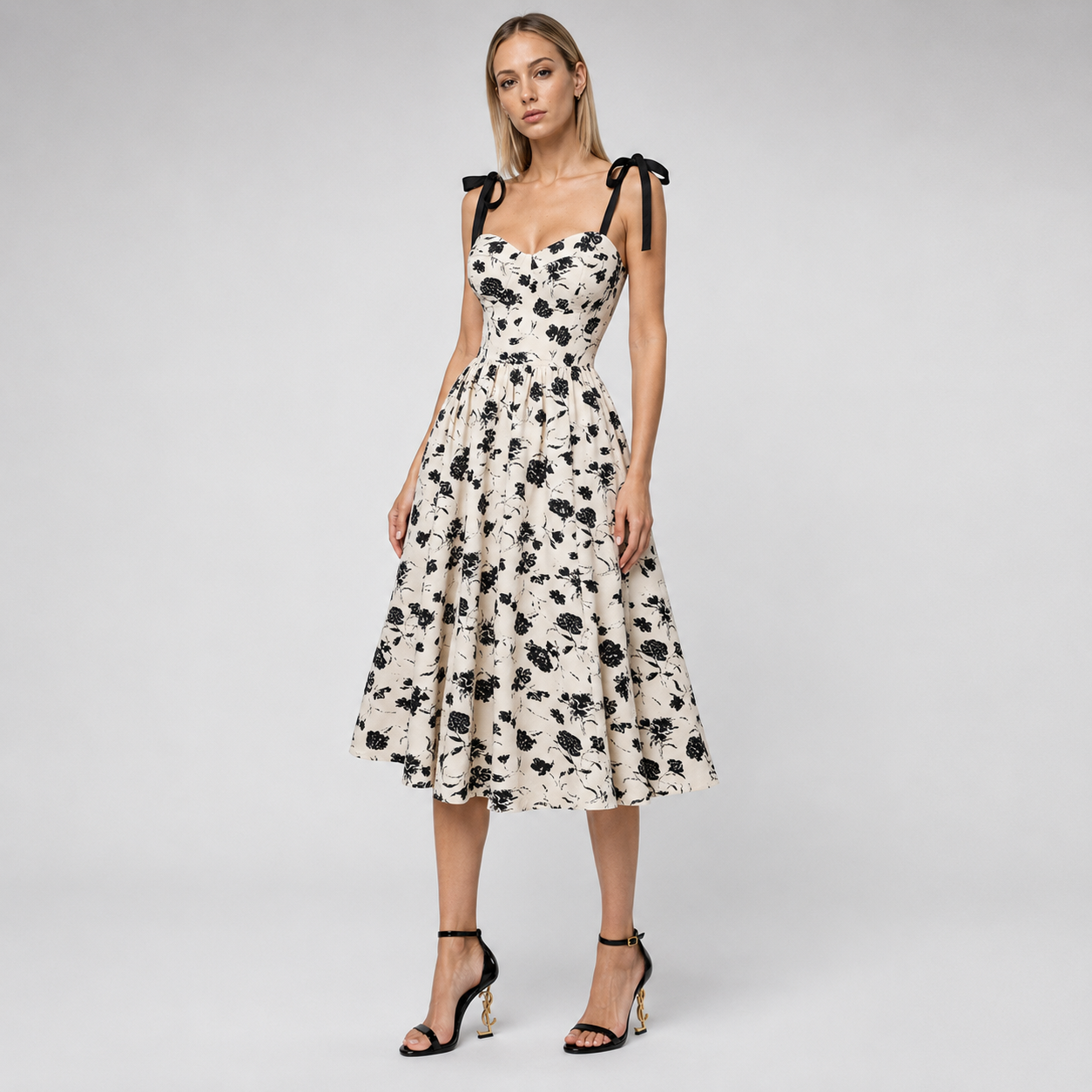 Floral Tie-Shoulder Dress