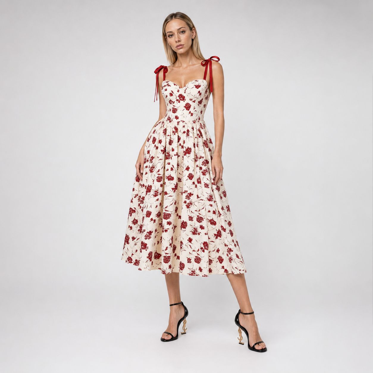 Floral Tie-Shoulder Dress