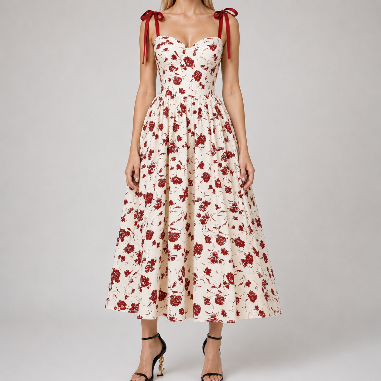 Floral Tie-Shoulder Dress