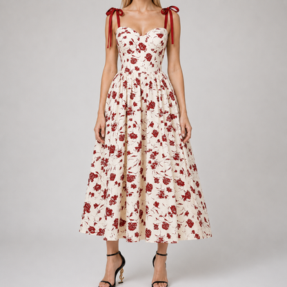 Floral Tie-Shoulder Dress