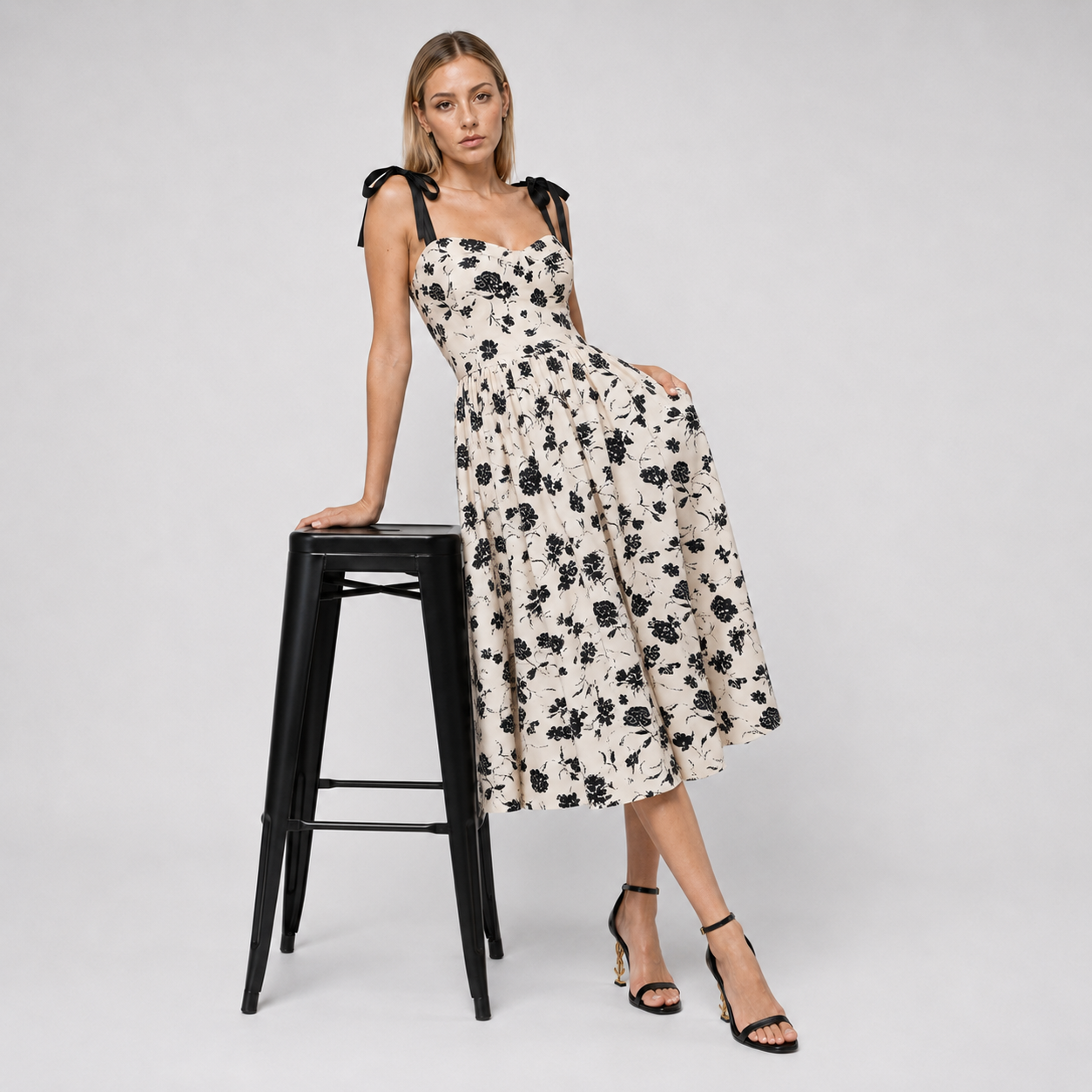 Floral Tie-Shoulder Dress