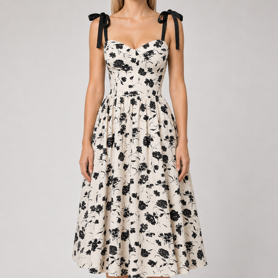 Floral Tie-Shoulder Dress