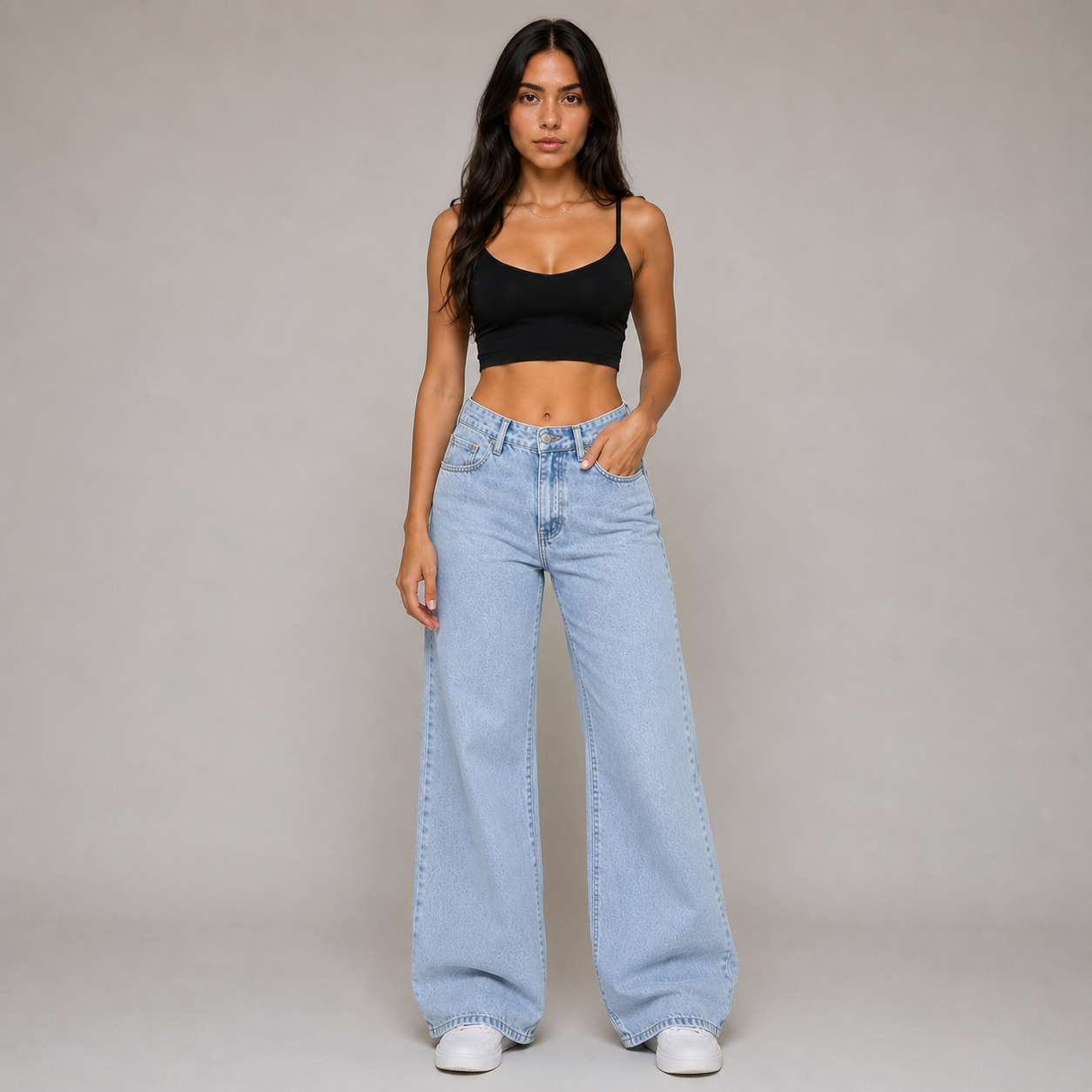 High-Waisted Straight Fit Jeans
