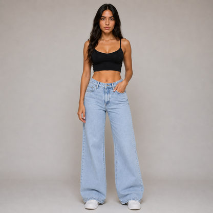 High-Waisted Straight Fit Jeans