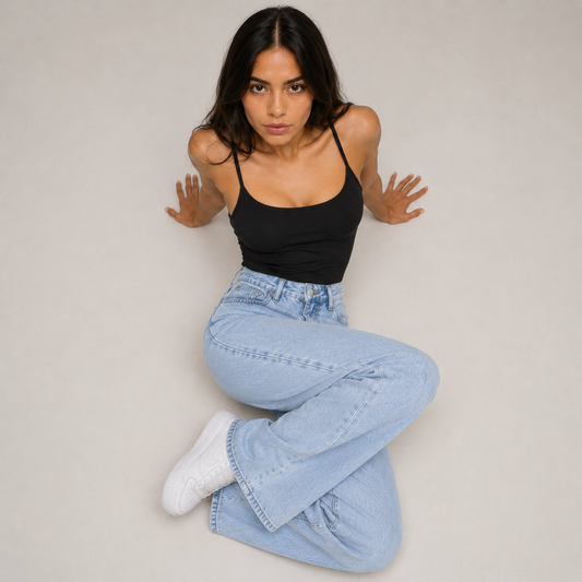 High-Waisted Straight Fit Jeans