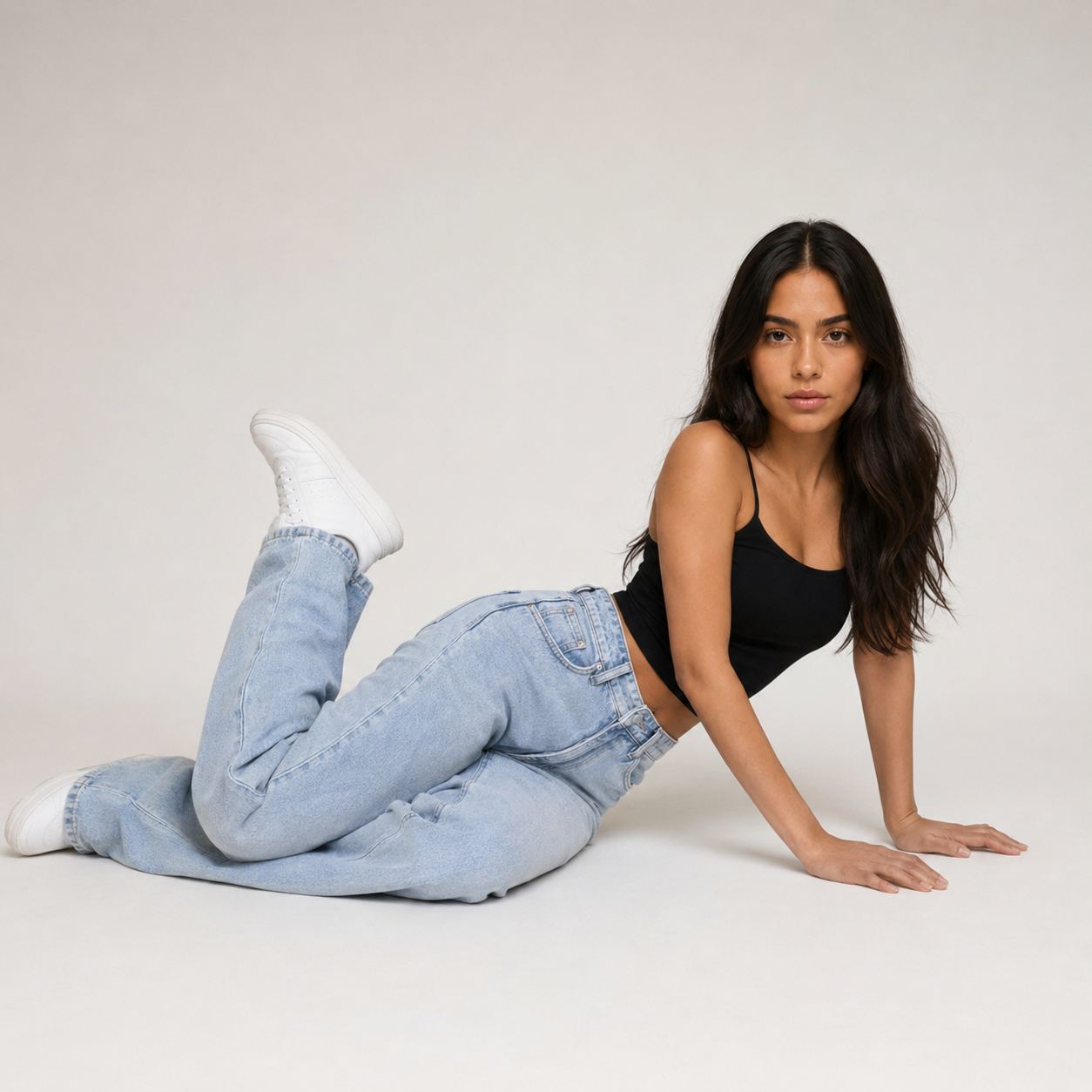 High-Waisted Straight Fit Jeans