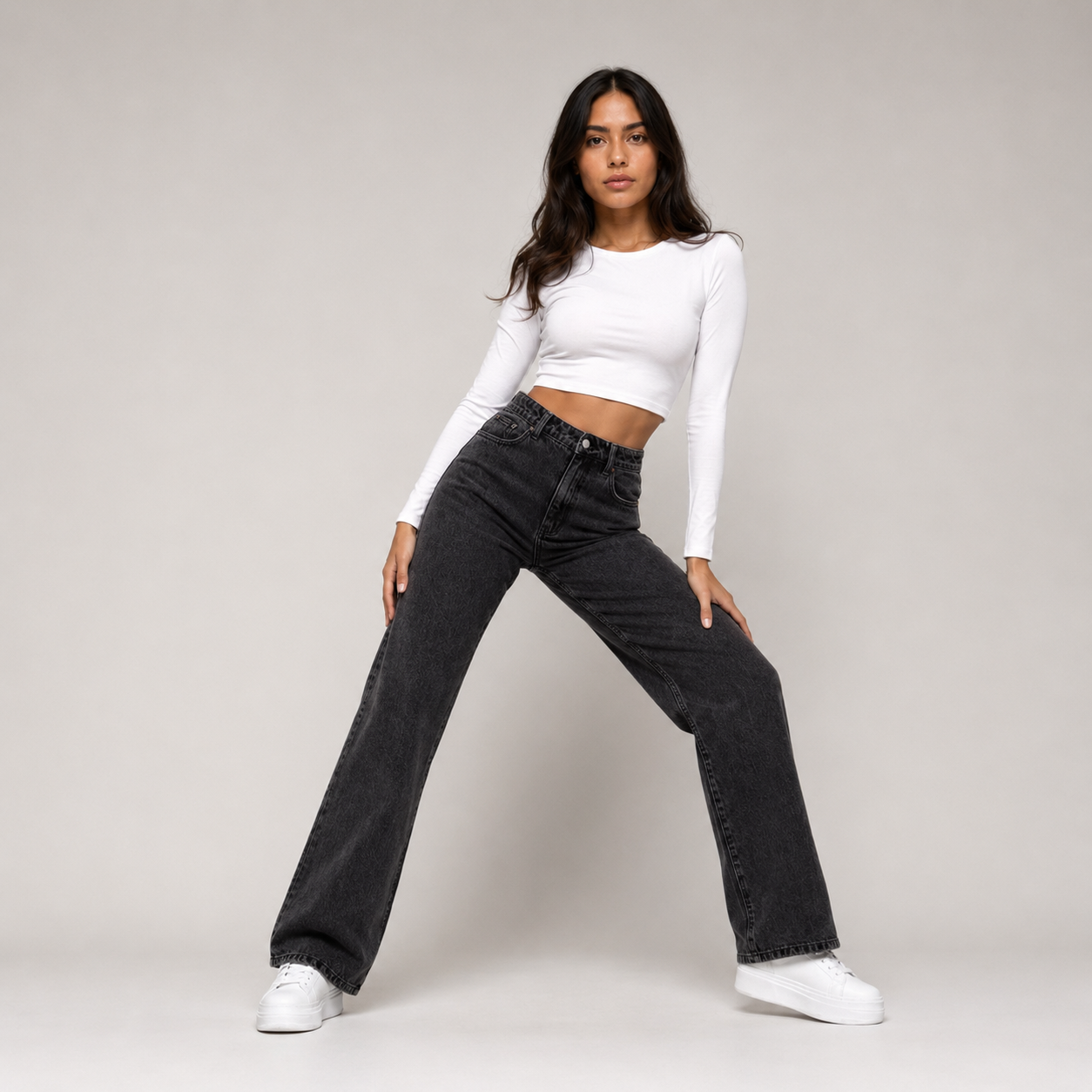 High-Waisted Straight Fit Jeans