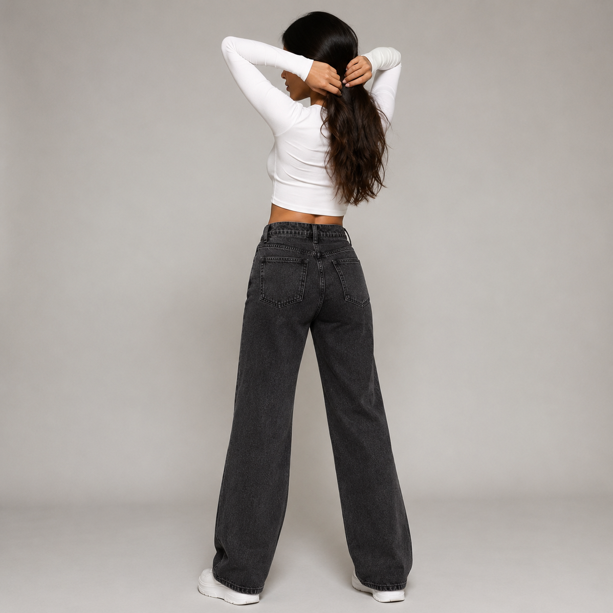 High-Waisted Straight Fit Jeans