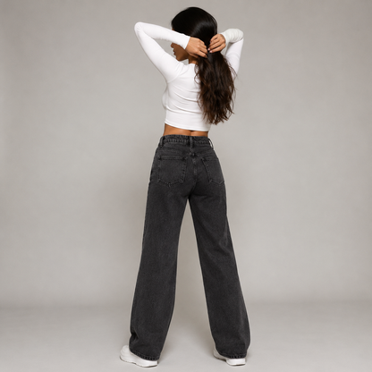 High-Waisted Straight Fit Jeans