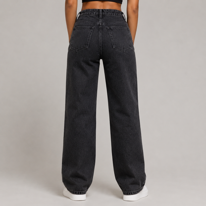 High-Waisted Straight Fit Jeans