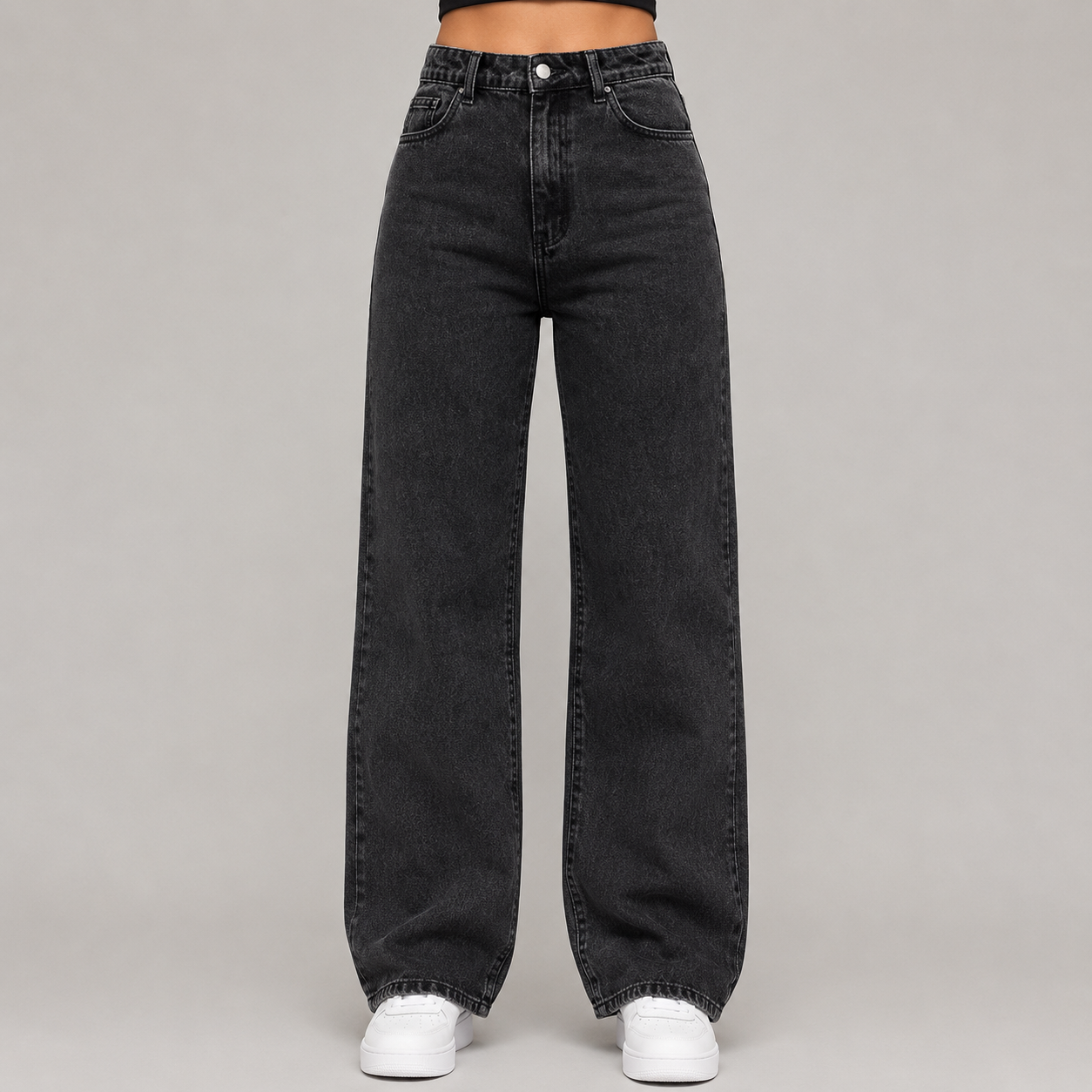 High-Waisted Straight Fit Jeans