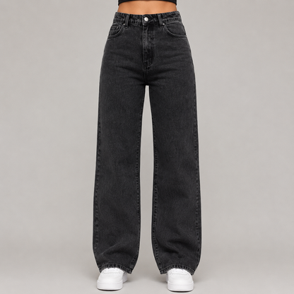 High-Waisted Straight Fit Jeans
