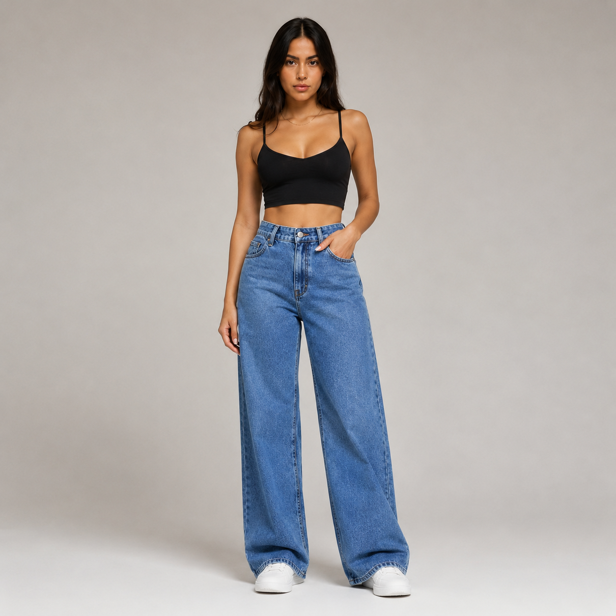 High-Waisted Straight Fit Jeans
