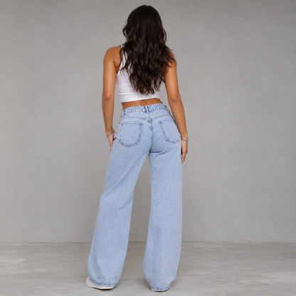 High-Waisted Straight Fit Jeans