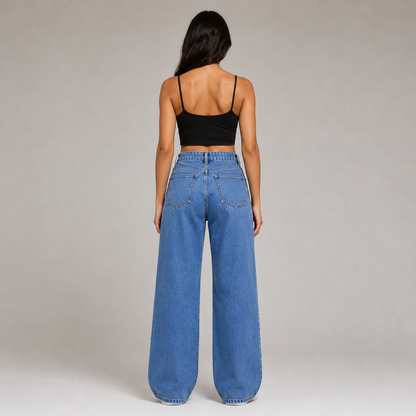 High-Waisted Straight Fit Jeans