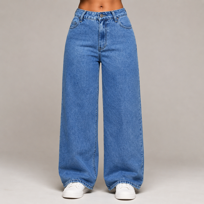 High-Waisted Straight Fit Jeans