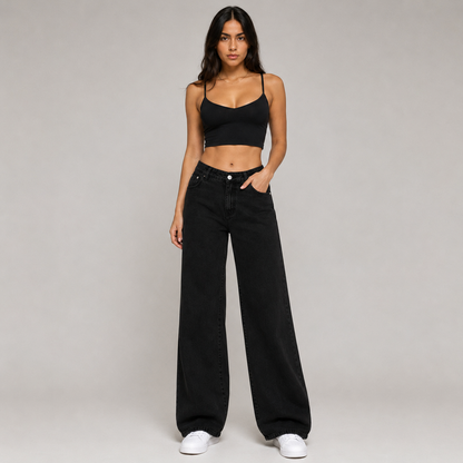 High-Waisted Straight Fit Jeans
