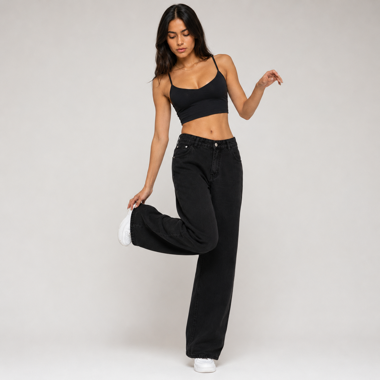 High-Waisted Straight Fit Jeans