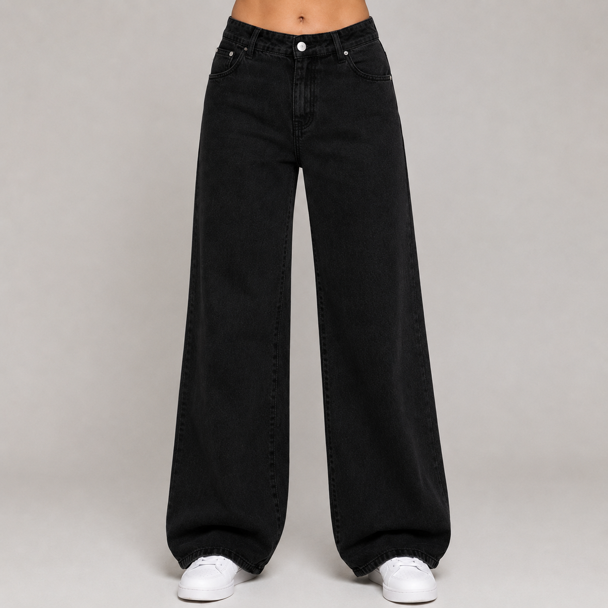 High-Waisted Straight Fit Jeans