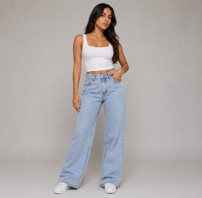 High-Waisted Straight Fit Jeans