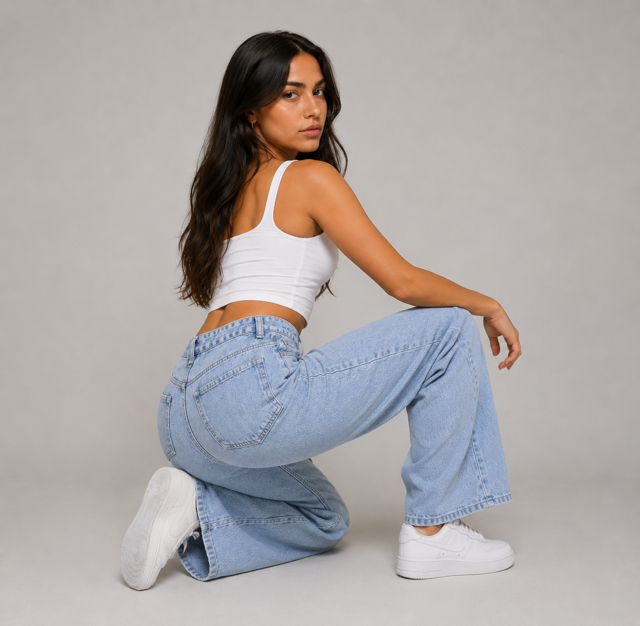 High-Waisted Straight Fit Jeans