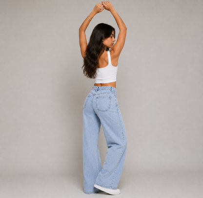 High-Waisted Straight Fit Jeans