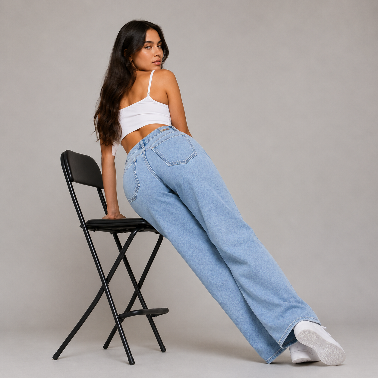 High-Waisted Straight Fit Jeans
