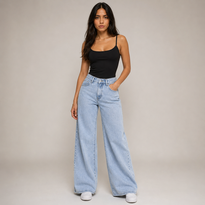 High-Waisted Straight Fit Jeans