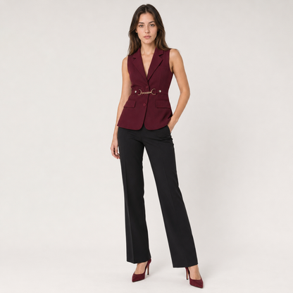 Burgundy Sleeveless Vest Blazer