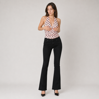 Polka Dot Backless Halter Tank Top