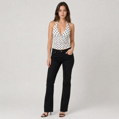 Polka Dot Backless Halter Tank Top